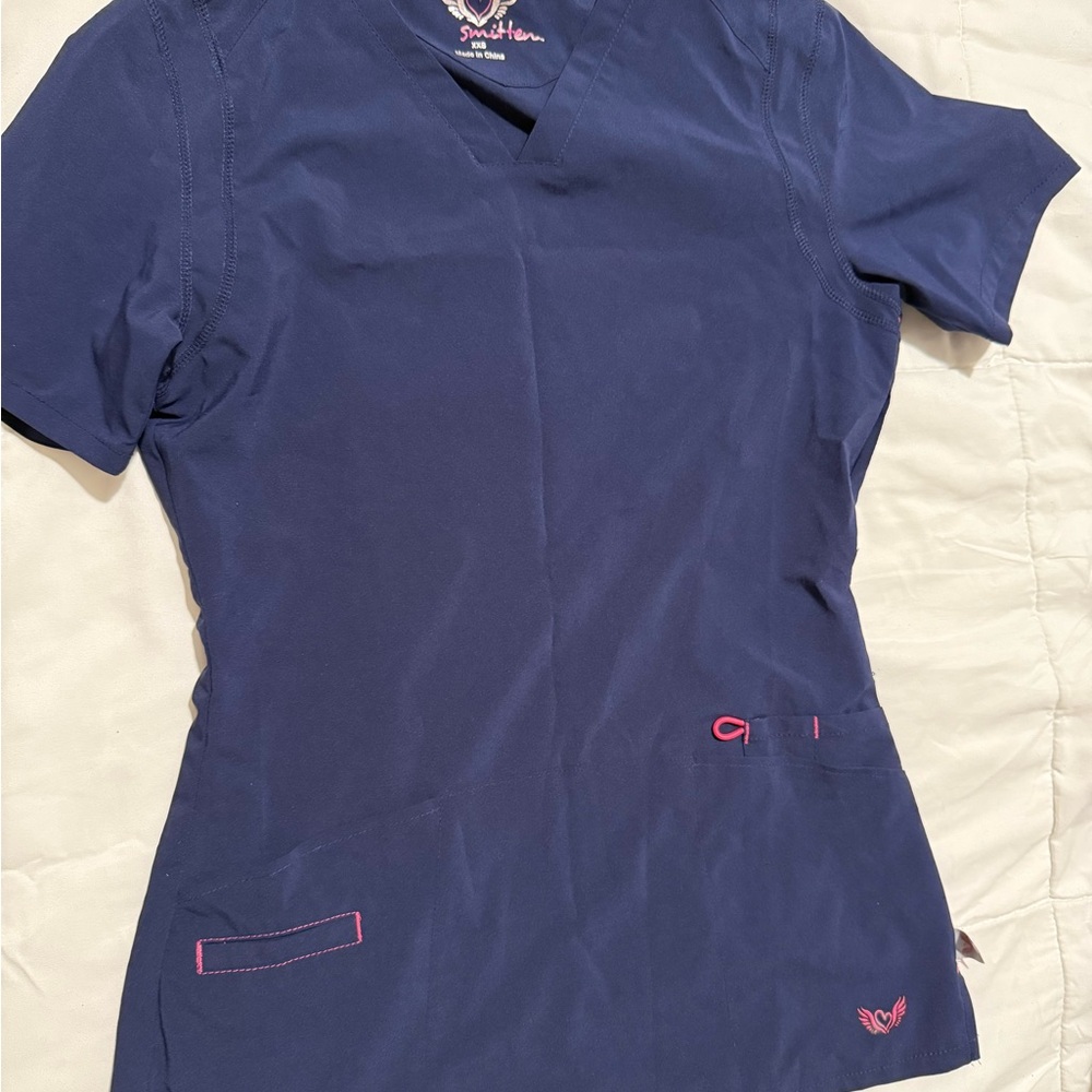 Smitten XXS navy scrub set